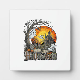 Its Time Halloween Haunted House Graveyard Spooky Plaque