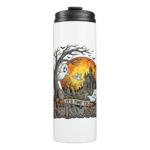 Its Time Halloween Haunted House Graveyard Spooky Thermal Tumbler