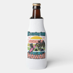 It's Time Surfing - Hawaii Bottle Cooler
