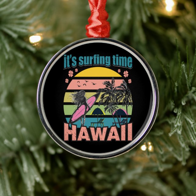 It's Time Surfing - Hawaii Metal Tree Decoration (Tree)