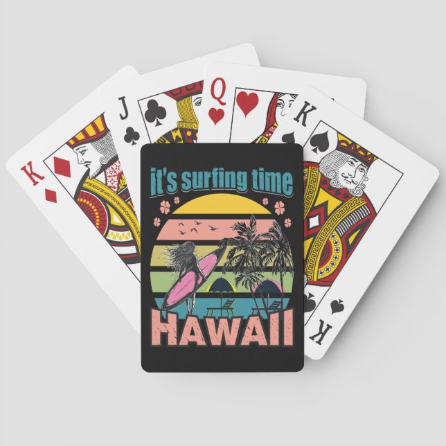 It's Time Surfing - Hawaii Playing Cards (Back)