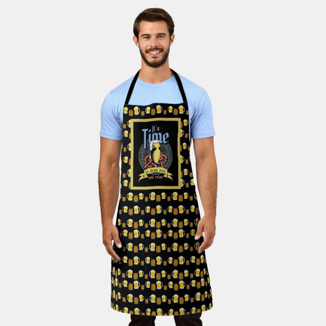 Its Time To Drink Beer And Relax Bartending Apron (Worn)