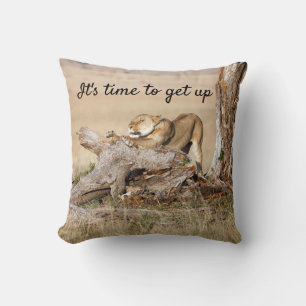 It's time to get up Lion photo with text Cushion