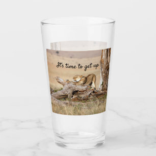 It's time to get up Lion photo with text Glass