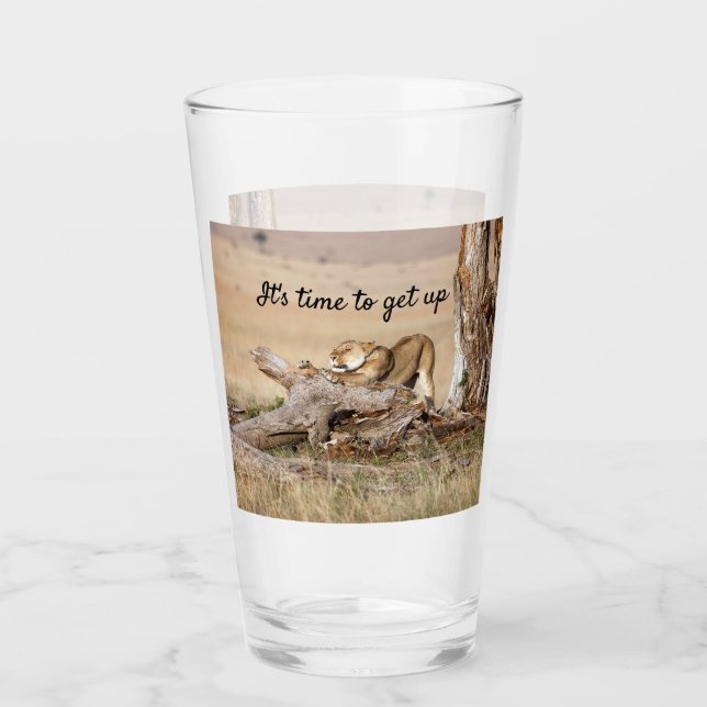 It's time to get up Lion photo with text Glass (Front)