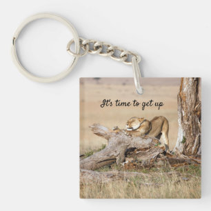 It's time to get up Lion photo with text Key Ring