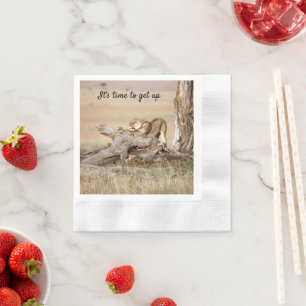 It's time to get up Lion photo with text Napkin