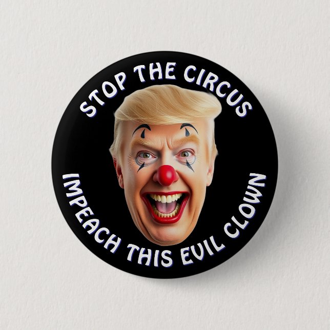 It's Time to Impeach this Evil Clown Large 6 Cm Round Badge (Front)