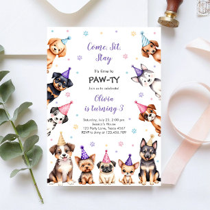 It's Time to Paw-ty Party Animals Kids Birthday In Invitation