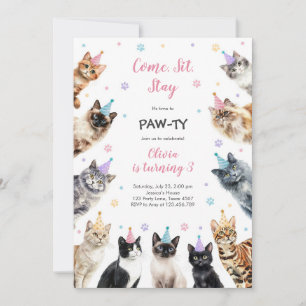 It's Time to Paw-ty Party Animals Kids Birthday Invitation