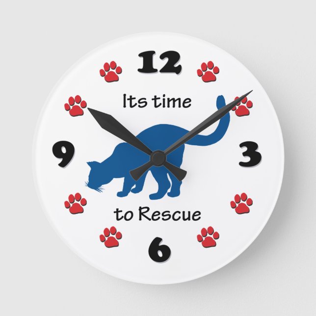 Its Time to Rescue Cats and Kittens Round Clock (Front)