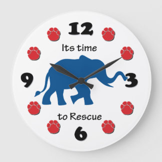 Its Time to Rescue Elephants Large Clock