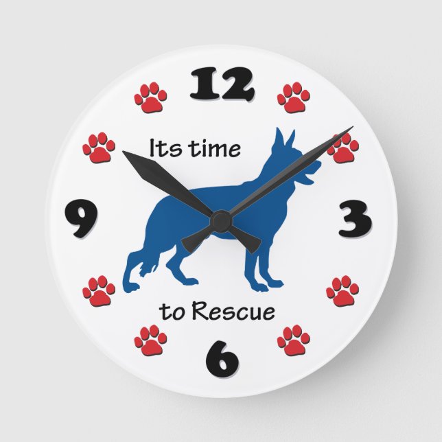 Its Time to Rescue German Shepherds Round Clock (Front)