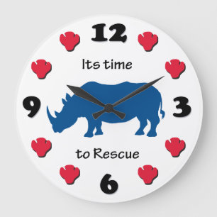 Its Time to Rescue Rhinoceros Large Clock