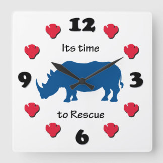 Its Time to Rescue Rhinoceros Square Wall Clock