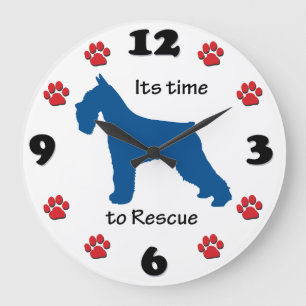 Its Time to Rescue Schnauzers Large Clock
