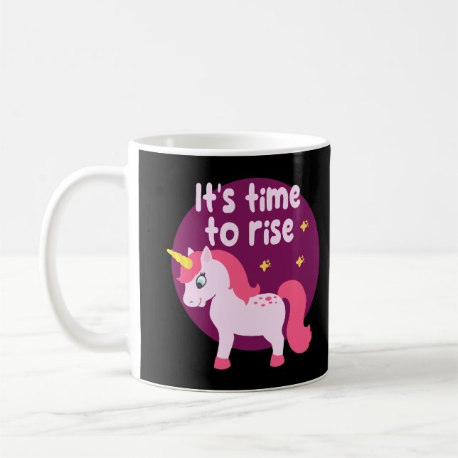 It's time to rise Kawaii cute pink unicorn  Coffee Mug (Left)