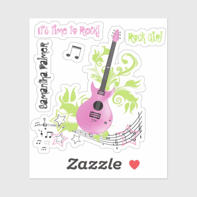 It's time to rock! music pink electric guitar (Sheet)