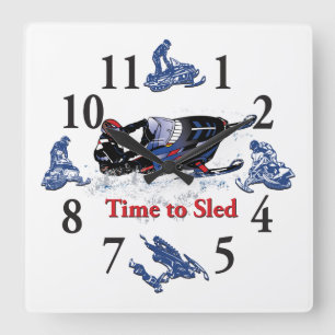 Its Time To Sled Snowmobile Clock