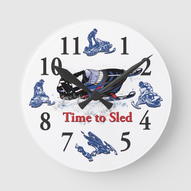 Its Time to Sled - Snowmobile Clock (Front)