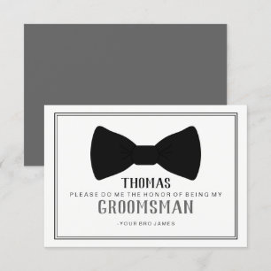 It's Time To Suit Up Groomsman - Black Tie Grey Invitation