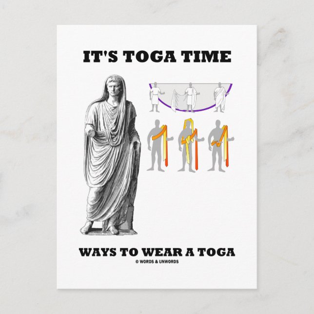 It's Toga Time Ways To Wear A Toga (Instructions) Postcard (Front)