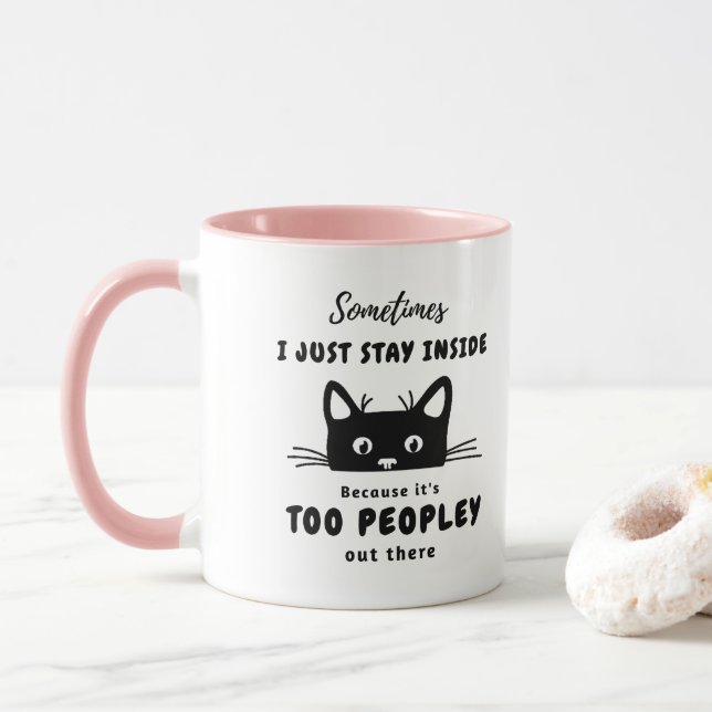 It's Too Peopley Cat Mug (With Donut)