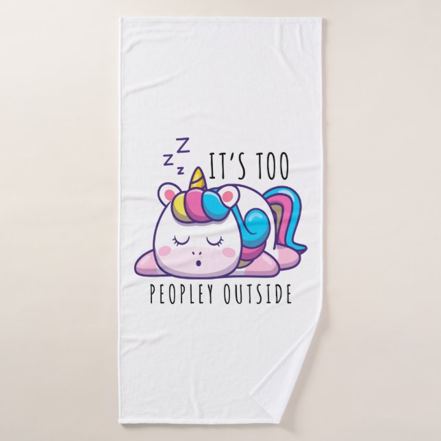 It's Too Peopley Outside Unicorn Introvert Bath Towel Set (Bath Towel)