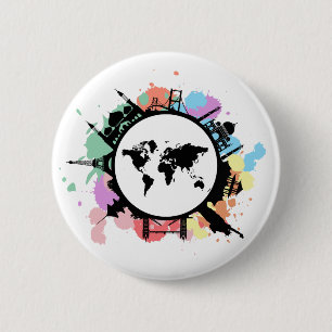 It's travel time 6 cm round badge
