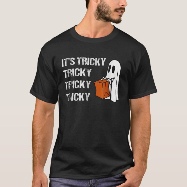 Its Tricky Ghost Boo Funny Halloween Mens Womens T-Shirt (Front)