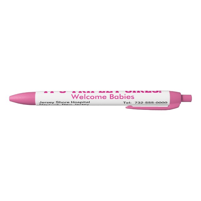 It's Triplet Girls Hospital Announcement Name Black Ink Pen (Bottom)