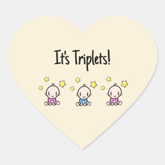 It's Triplets!, Custom Triplet Babies  Heart Sticker