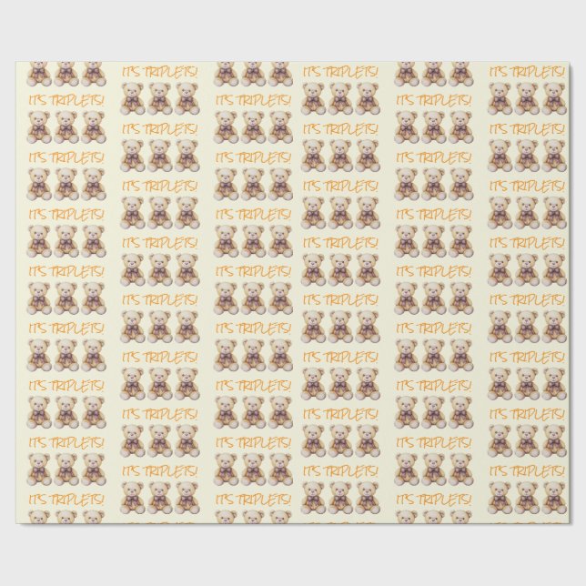 It's Triplets!, Gift Wrap For Baby Triplets, Paper (Seam)