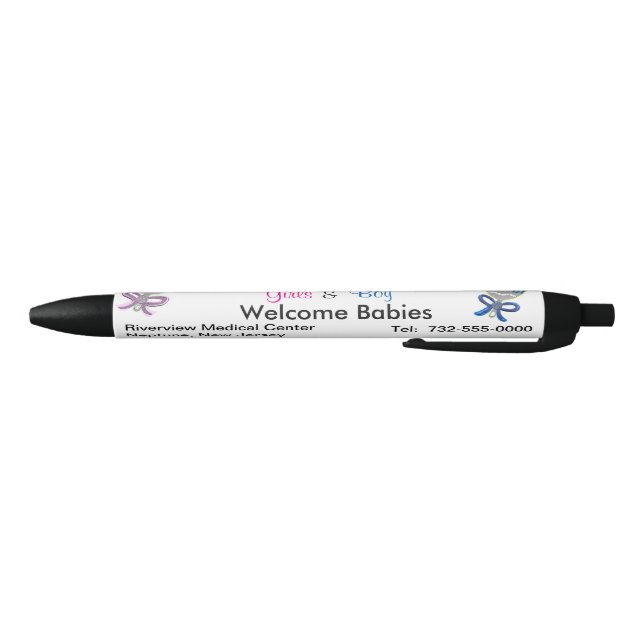 It's Triplets Girls Boy Hospital Name Announcement Black Ink Pen (Bottom)