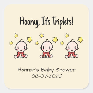 It's Triplets!, Neutral Custom Triplet Babies  Square Sticker