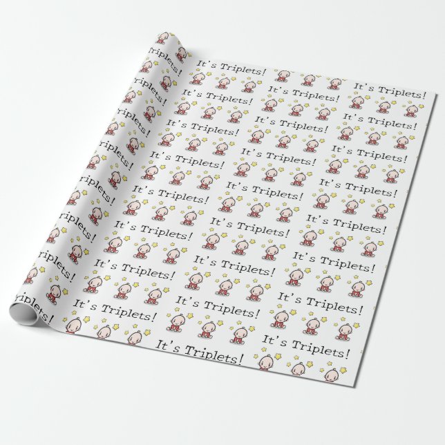 It's Triplets! Unisex, Baby Gift Wrap (Unrolled)