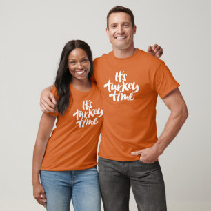 It's Turkey Time Thanksgiving Dinner Lettering T-Shirt