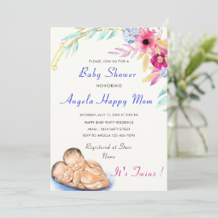 It's Twin Boys! Sweet Stork Baby Shower Invitation