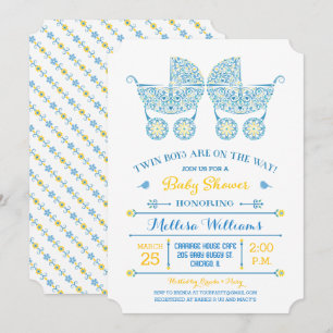 It's Twin Boys! Twins Baby Shower Invitation