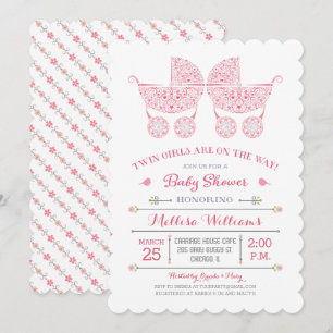 It's Twin Girls! Twins Baby Shower Invitation