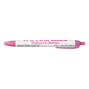 It's Twin Girls Welcome Announcement Hospital Name Black Ink Pen