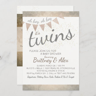 It's Twins! Baby Shower Invitation