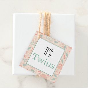It's Twins! Baby Shower Party Favour Bag Tags