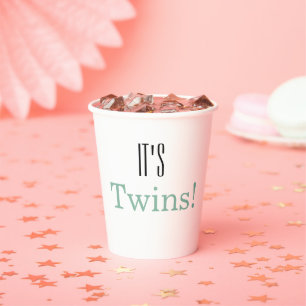 It's Twins! Baby Shower Party Paper Cups