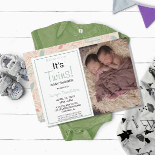 It's Twins!  Baby Shower Photo Invitation