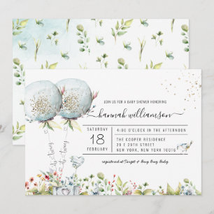 It's Twins Blue Balloon Baby Shower Invitation