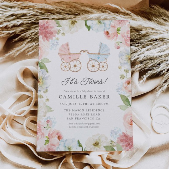 It's Twins Boy and Girl Baby Shower Invitation (Creator Uploaded)