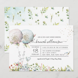 It's Twins Boy Girl Balloon Baby Shower Invitation