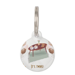 It's Twins Coffee Themed Baby Shower Pet Tag