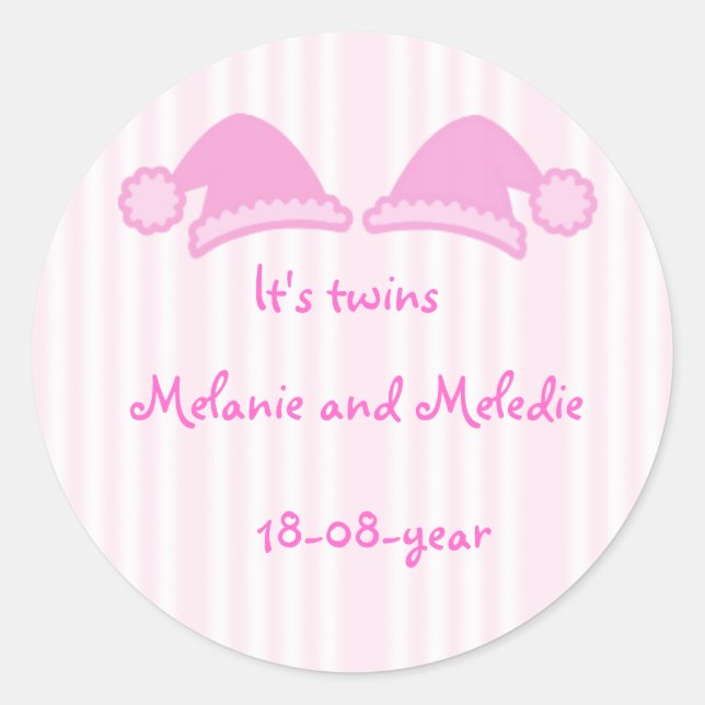 It's twins cute caps classic round sticker (Front)